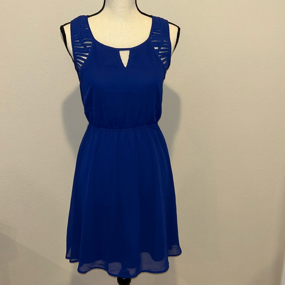 Blue detailed mini dress